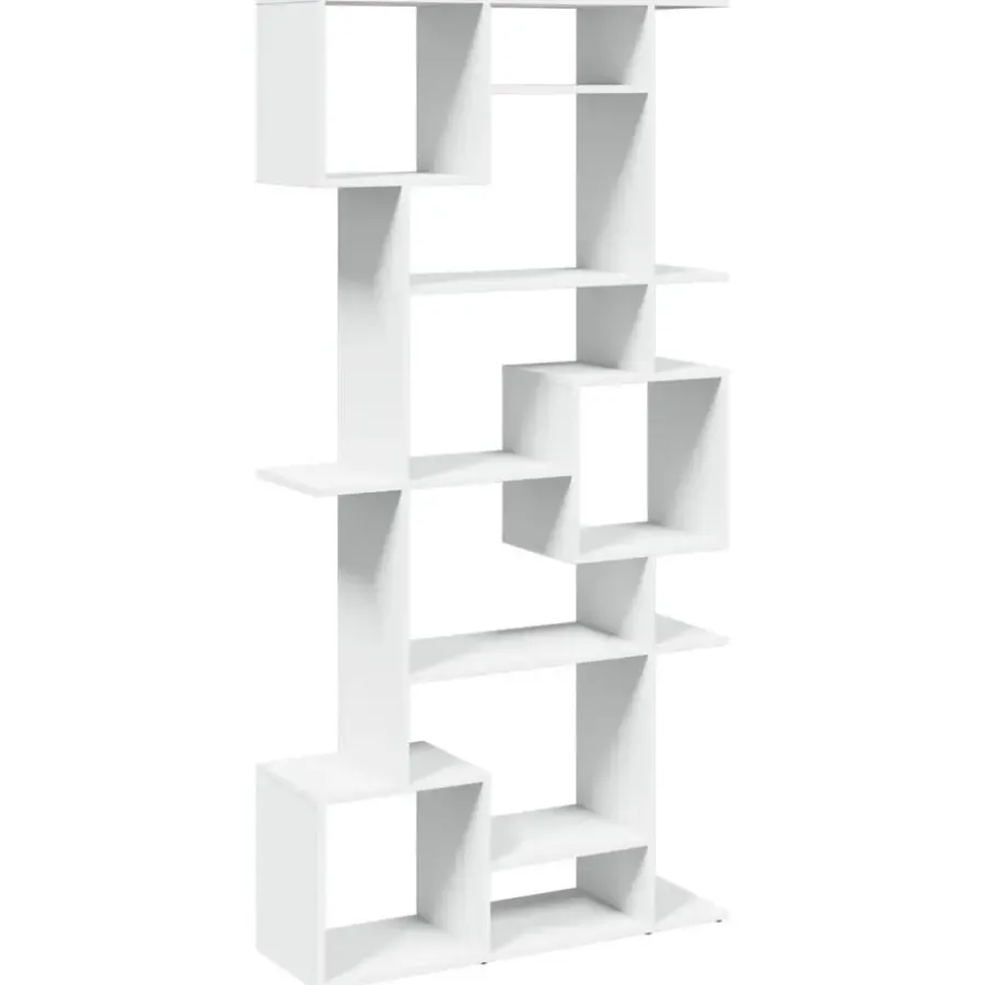 Boekenkasten|Boekenkasten-vidaXL - Symmetrische Boekenkast met vakken - Wit - Bewerkt hout - 92x29x188 cm