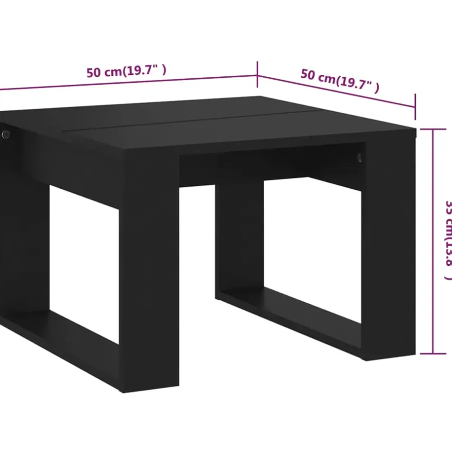 Bijzettafels-vidaXL - Tafel - Zwart - Bewerkt hout - 50 x 50 cm