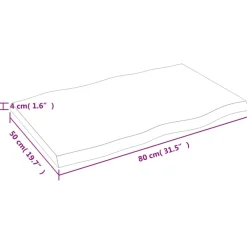 Tafelbladen-vidaXL - Tafelblad - Bruin - Eikenhout - 80 x 50 x 4 cm