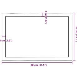 Tafelbladen-vidaXL - Tafelblad - Bruin - Eikenhout - 80 x 50 x 4 cm