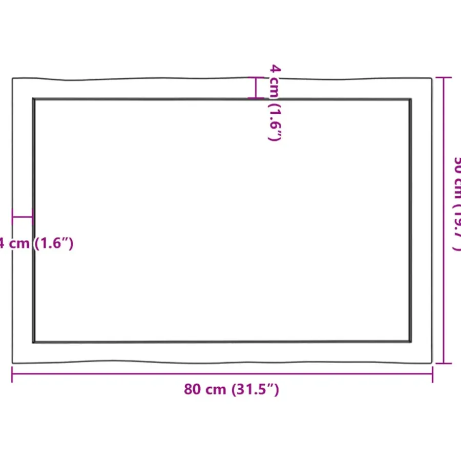 Tafelbladen-vidaXL - Tafelblad - Bruin - Eikenhout - 80 x 50 x 4 cm