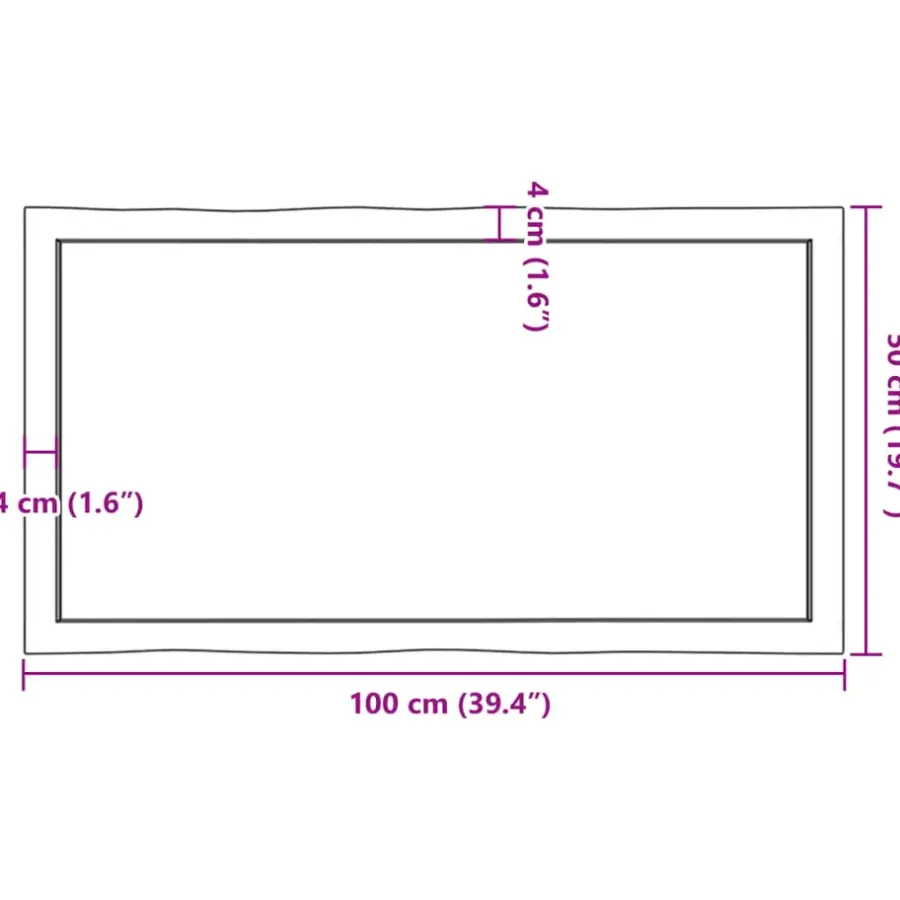 vidaXL - Tafelblad - Bruin - Eikenhout - 100 x 50 x 4 cm