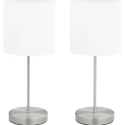 Tafellampen-vidaXL - Tafellamp - Wit - Metaal - 2 stuks