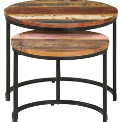 Salontafels-vidaXL - Tafeltje - Bruin - Gerecycled hout - Ø 40 x 34 cm - 2 stuks