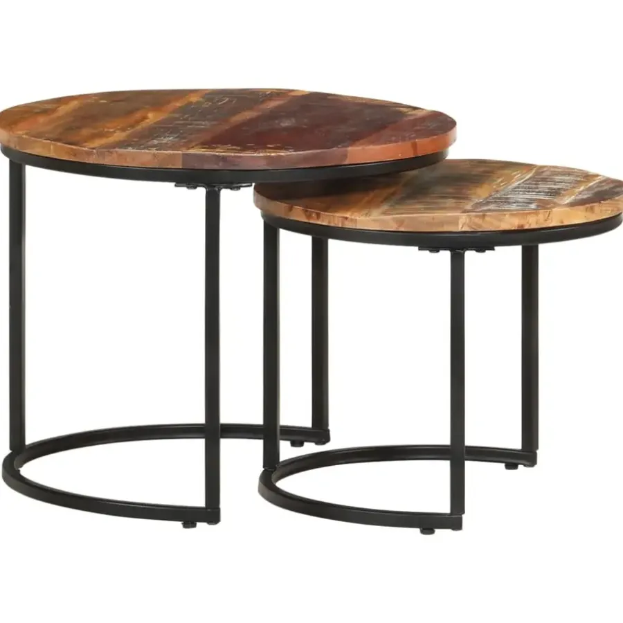 Salontafels-vidaXL - Tafeltje - Bruin - Gerecycled hout - Ø 40 x 34 cm - 2 stuks