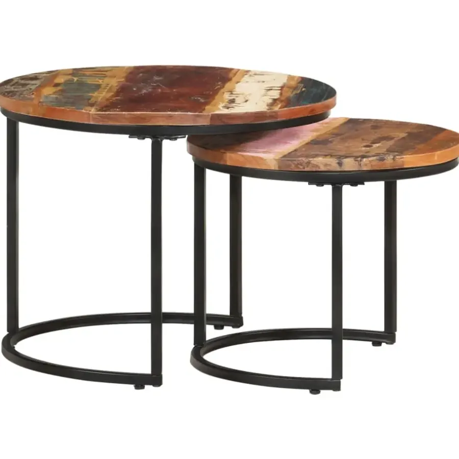 Salontafels-vidaXL - Tafeltje - Bruin - Gerecycled hout - Ø 40 x 34 cm - 2 stuks