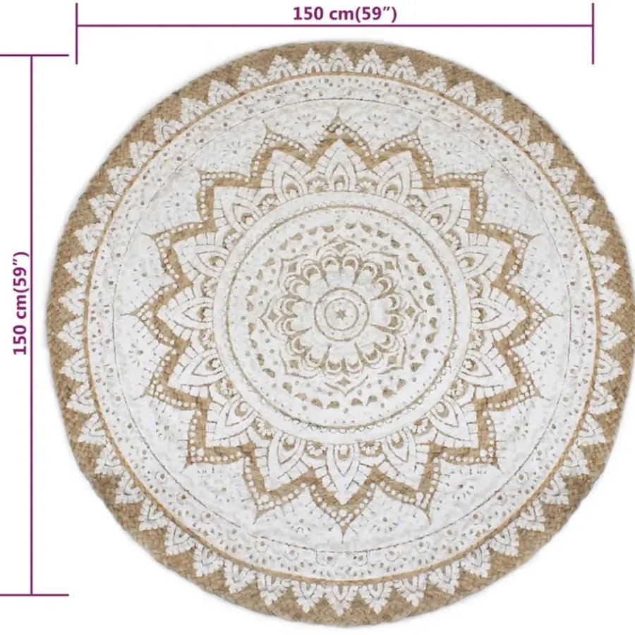 Jute Vloerkleden|Ronde Vloerkleden-vidaXL - Tapijt - Beige - Jute - 150 cm