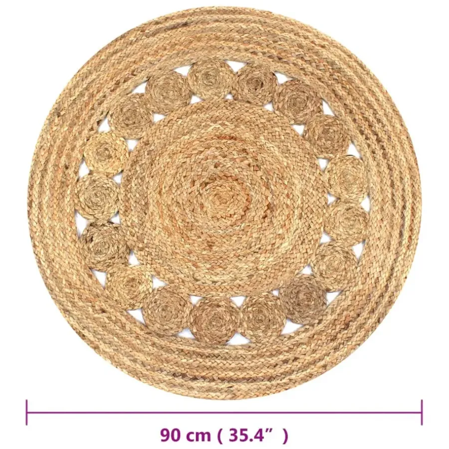 Jute Vloerkleden|Ronde Vloerkleden-vidaXL - Tapijt - Beige - Jute - 90 cm