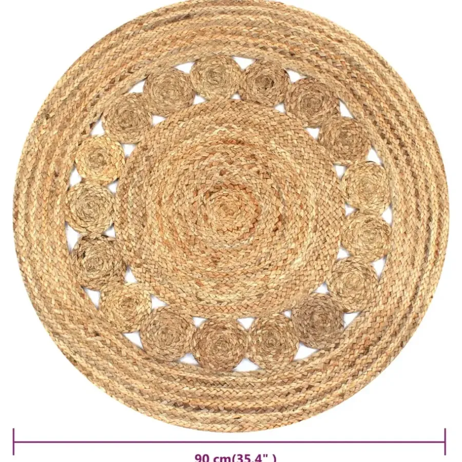 Jute Vloerkleden|Ronde Vloerkleden-vidaXL - Tapijt - Beige - Jute - 90 cm