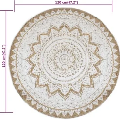Jute Vloerkleden-vidaXL - Tapijt - Beige - Jute - 120 cm