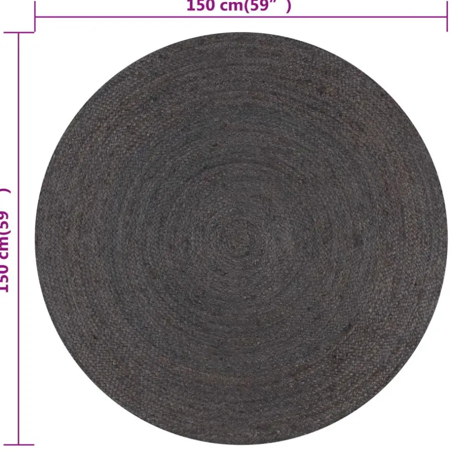 Jute Vloerkleden|Ronde Vloerkleden-vidaXL - Tapijt - Grijs - Jute