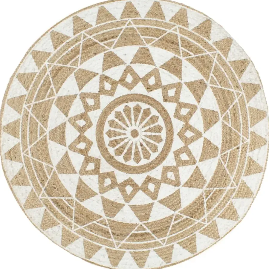 Jute Vloerkleden-vidaXL - Tapijt - Wit - Jute