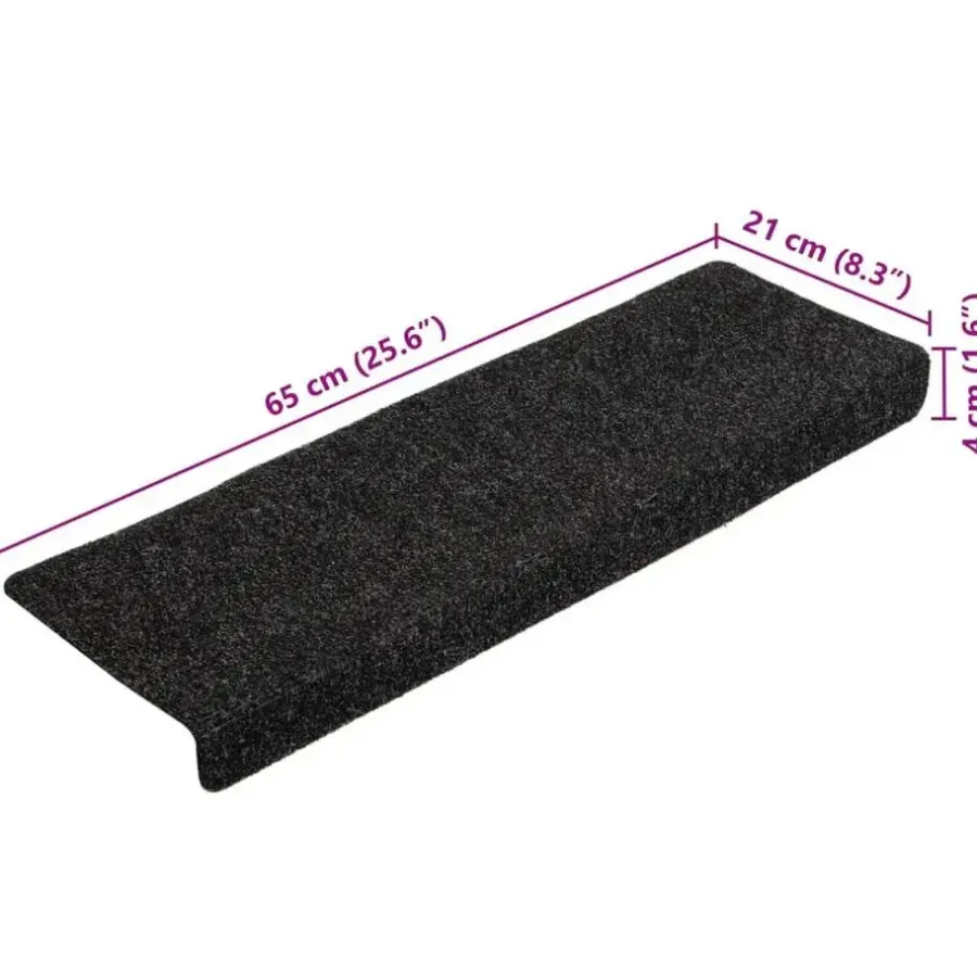 Trapmatten-vidaXL - Tapijt Traptrede - Zwart - Polypropyleen - 5 stuks