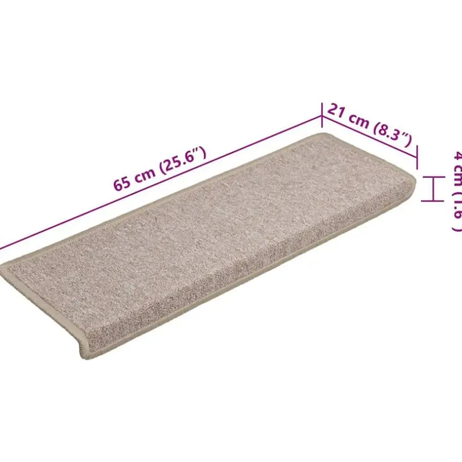 vidaXL - Tapijt Traptrede - Taupe - Polypropyleen