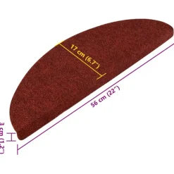 Trapmatten-vidaXL - Tapijt Traptrede - Rood - Kunststof - 56 x 17 x 3 cm - 15 stuks