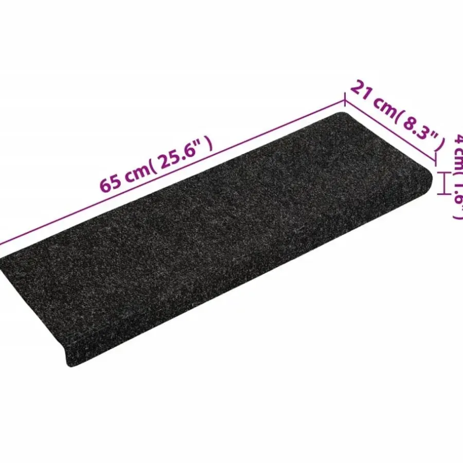 Trapmatten-vidaXL - Tapijt Traptrede - Zwart - Polypropyleen - 15 stuks