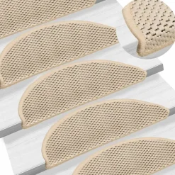 Trapmatten-vidaXL - Trapmat - Crème - Stof - 56 x 17 x 3 cm - 15 stuks