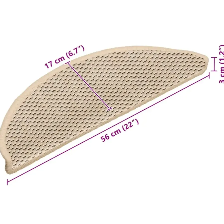 Trapmatten-vidaXL - Trapmat - Crème - Stof - 56 x 17 x 3 cm - 15 stuks