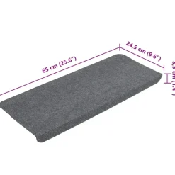 vidaXL - Trapmat - Grijs - Stof - 65 x 24.5 x 3.5 cm - 15 stuks