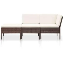 Loungebanken-vidaXL - Tuin Loungeset - Bruin - Poly rattan