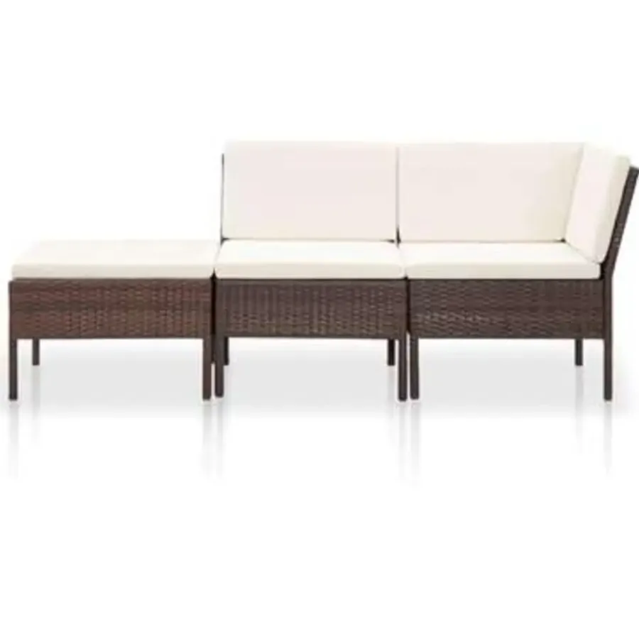 Loungebanken-vidaXL - Tuin Loungeset - Bruin - Poly rattan