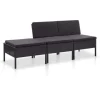 Loungebanken-vidaXL - Tuin Loungeset - Zwart - Poly rattan