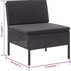 Loungebanken-vidaXL - Tuin Loungeset - Zwart - Poly rattan