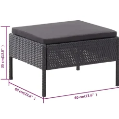 Loungebanken-vidaXL - Tuin Loungeset - Zwart - Poly rattan