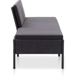 Loungebanken-vidaXL - Tuin Loungeset - Zwart - Poly rattan