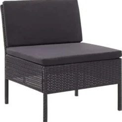 Loungebanken-vidaXL - Tuin Loungeset - Zwart - Poly rattan