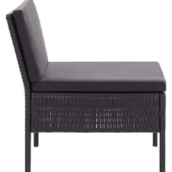 Loungebanken-vidaXL - Tuin Loungeset - Zwart - Poly rattan
