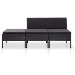 Loungebanken-vidaXL - Tuin Loungeset - Zwart - Poly rattan