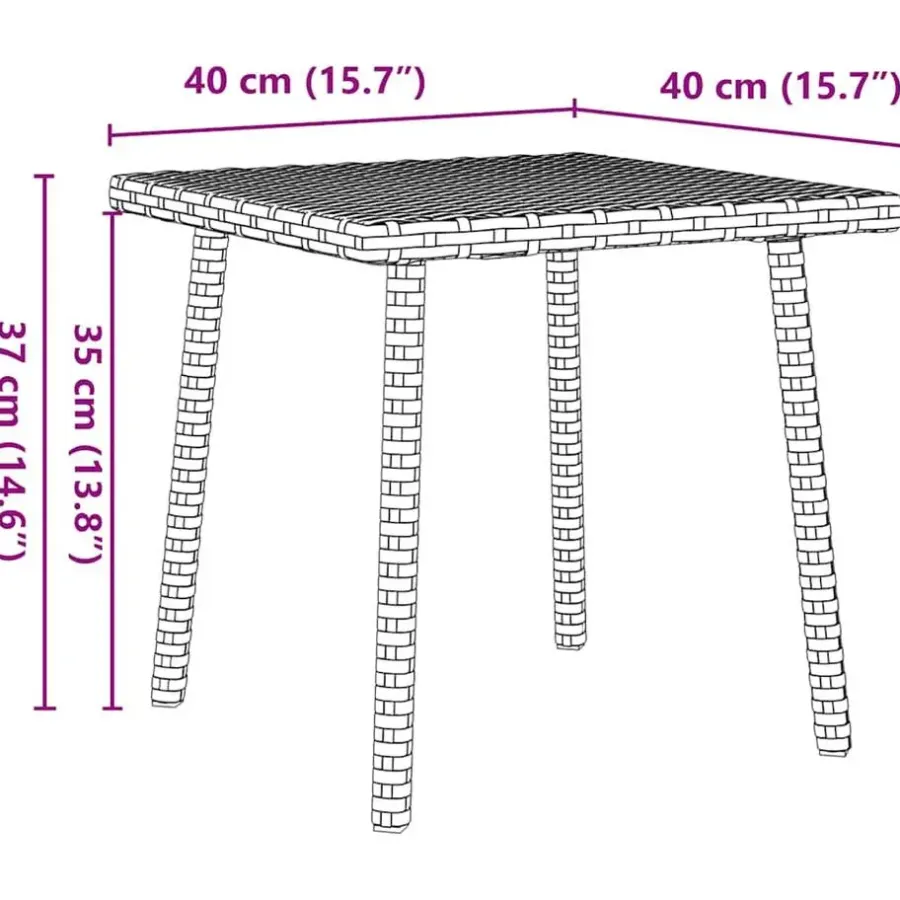vidaXL - Tuin Salontafel - Grijs - Poly rattan - 40 x 40 x 37 cm