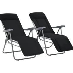 Ligbedden-vidaXL - Tuin Stoel - Zwart - Stof - 2 stuks