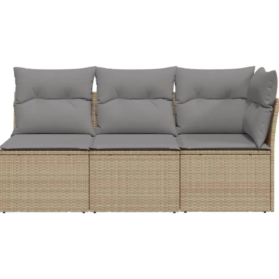 Loungebanken-vidaXL - Tuinbank - Beige - Poly rattan