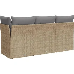 Loungebanken-vidaXL - Tuinbank - Beige - Poly rattan