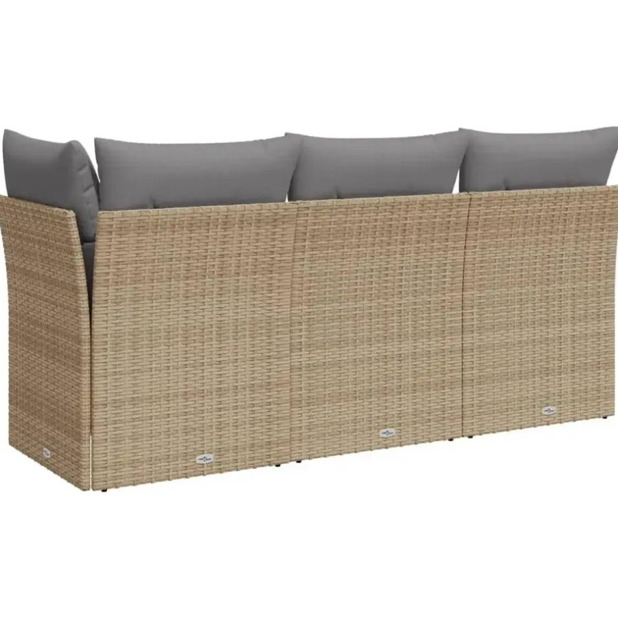 Loungebanken-vidaXL - Tuinbank - Beige - Poly rattan