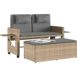 vidaXL - Tuinbank - Beige - Poly rattan