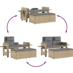 vidaXL - Tuinbank - Beige - Poly rattan