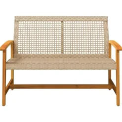vidaXL - Tuinbank - Beige - Poly rattan en acaciahout beige - 112 cm