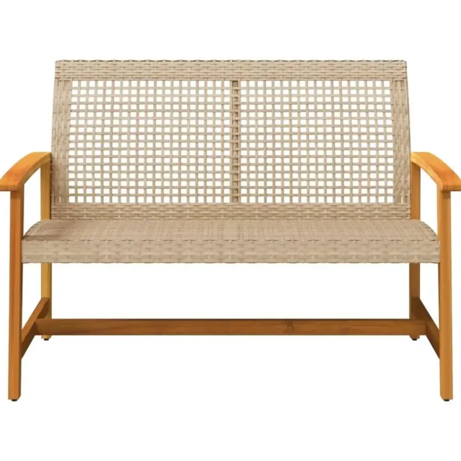 vidaXL - Tuinbank - Beige - Poly rattan en acaciahout beige - 112 cm