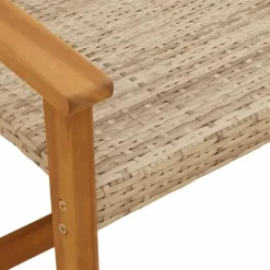 vidaXL - Tuinbank - Beige - Poly rattan en acaciahout beige - 112 cm