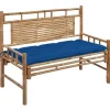 Tuinbanken-vidaXL - Tuinbank - Blauw - Bamboe - 120 cm - Met kussen