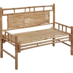 Tuinbanken-vidaXL - Tuinbank - Blauw - Bamboe - 120 cm - Met kussen
