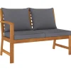 Tuinbanken-vidaXL - Tuinbank - Bruin - Stof - Met donkergrijs kussen - 114.5 cm