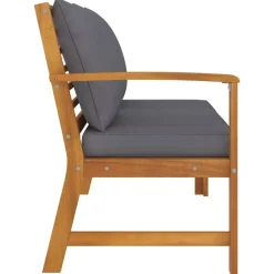 Tuinbanken-vidaXL - Tuinbank - Bruin - Stof - Met donkergrijs kussen - 114.5 cm