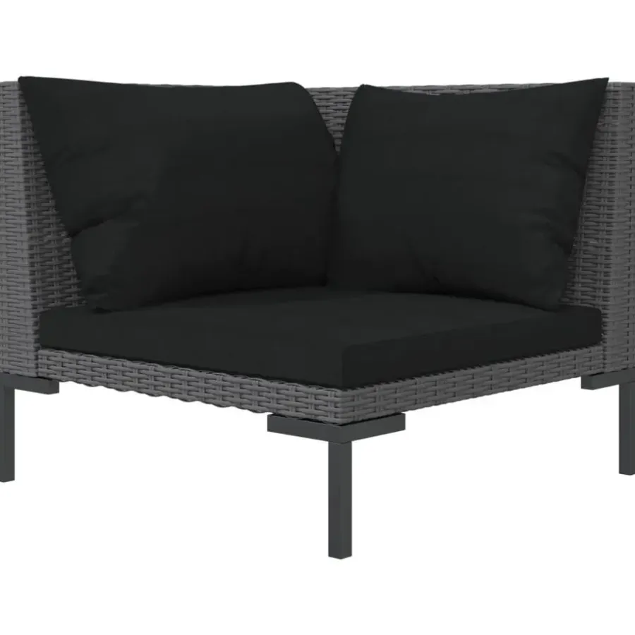 vidaXL - Tuinbank - Grijs - Poly rattan - Met kussens