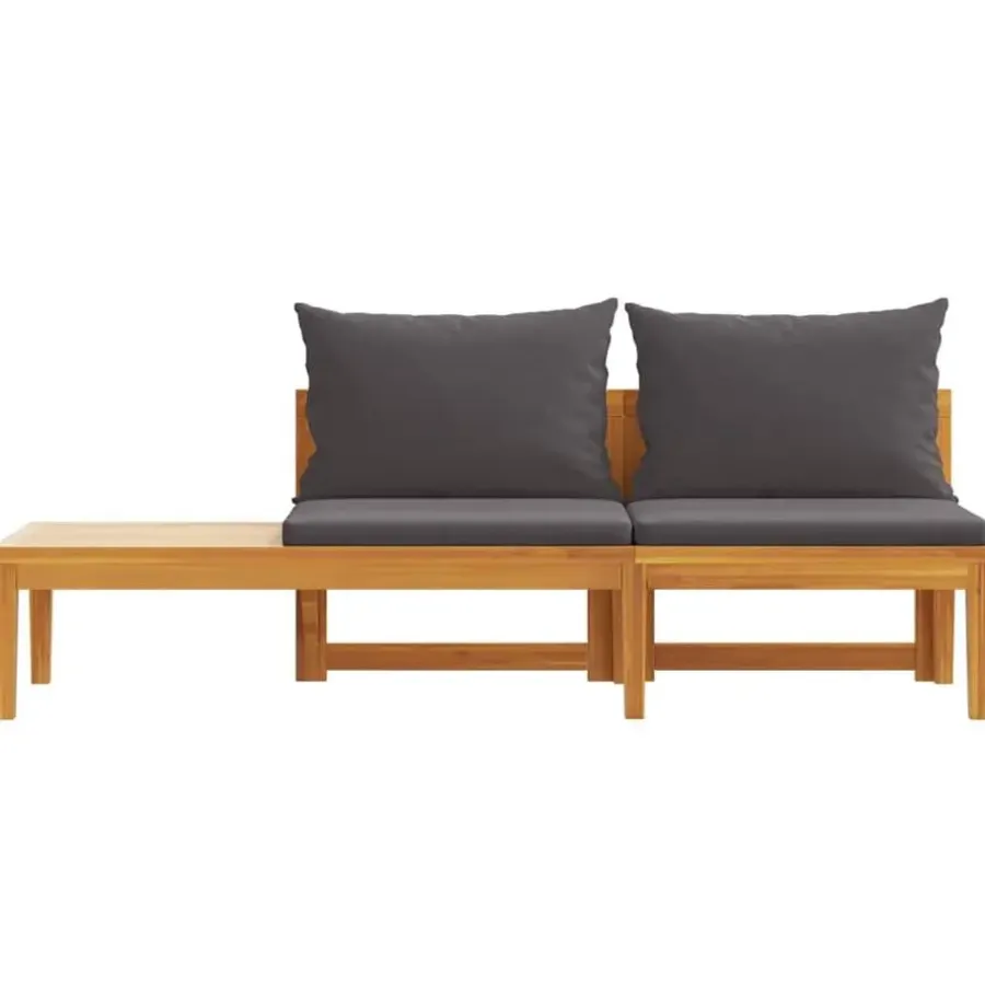 vidaXL - Tuinbank - Grijs - Acaciahout - Met tafel en kussens