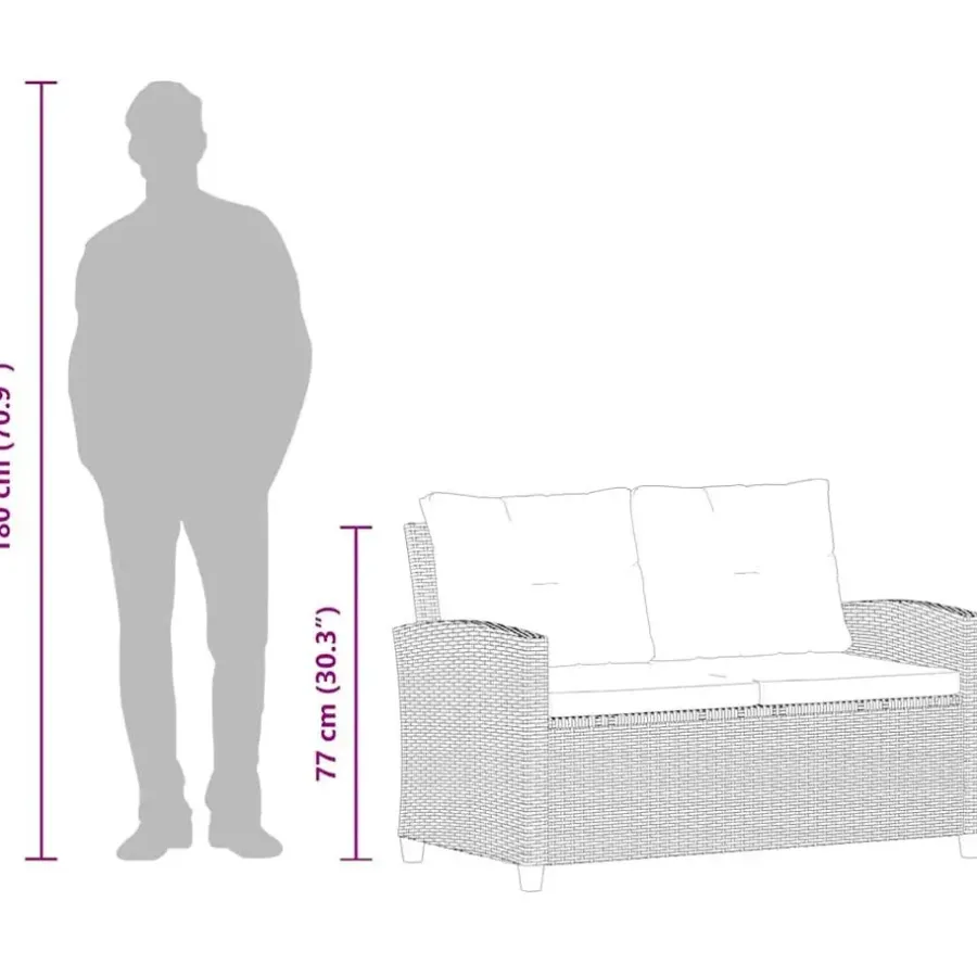 Loungebanken-vidaXL - Tuinbank - Grijs - Poly rattan