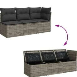 Loungebanken-vidaXL - Tuinbank - Grijs - Poly rattan